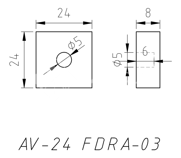 Заглушка квадратная FDRA-03 для ручки скобы 24х24 мм, нержавейка/полированный