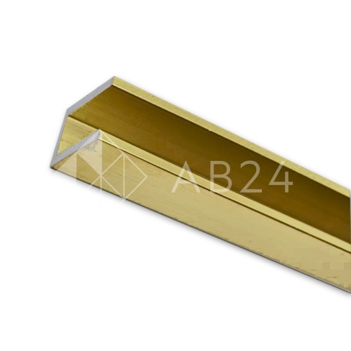 Профиль для стекла FDPA-51.3, 19х12х1,75, длина 3 м, алюминий/брашированное золото