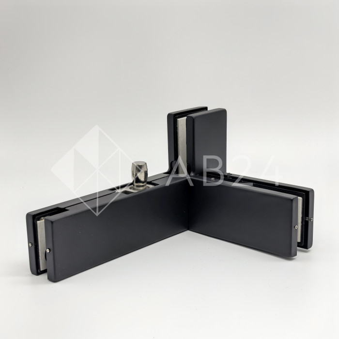 Фитинг угловой FKF-35R с осью и ребром жесткости правосторонний, нержавейка/черный