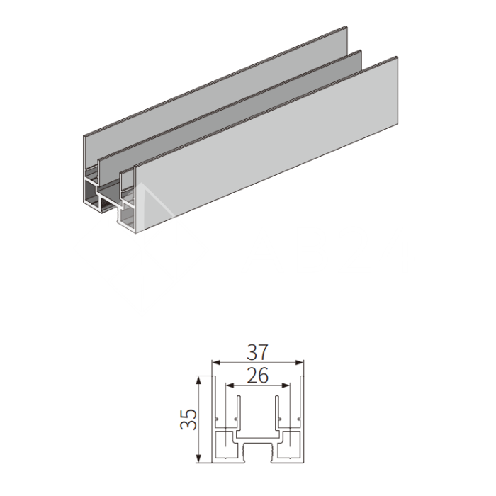 Профиль FMPA-6.2 для стекла верхний/нижний, длина 2 м (FDS-19), алюминий/коричневый