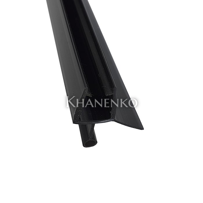 Уплотнитель нижний с каплей черный 2.2 м под стекло 8 мм FDPP-100.8 PVC/BL