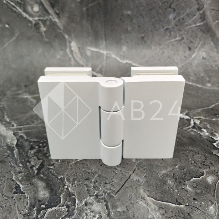 Петля Майя FDP-173 стекло-стекло 135°, латунь/белый