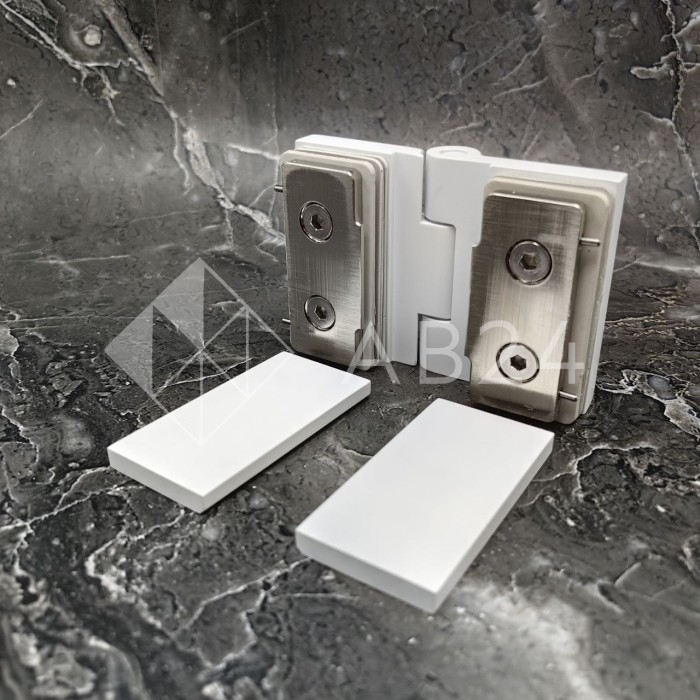 Петля Майя FDP-173 стекло-стекло 135°, латунь/белый