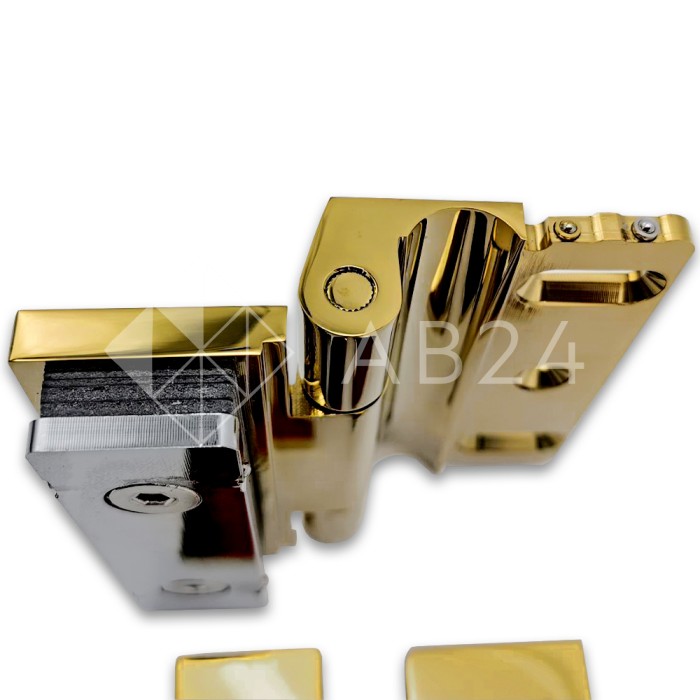 Петля Гера FDP-120 стена-стекло, открывание 90° наружу, латунь/золото