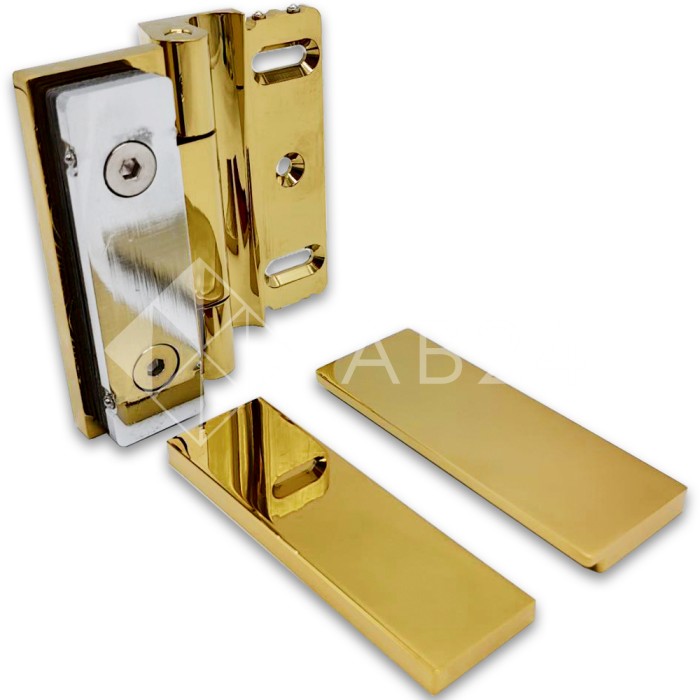 Петля Гера FDP-120 стена-стекло, открывание 90° наружу, латунь/золото