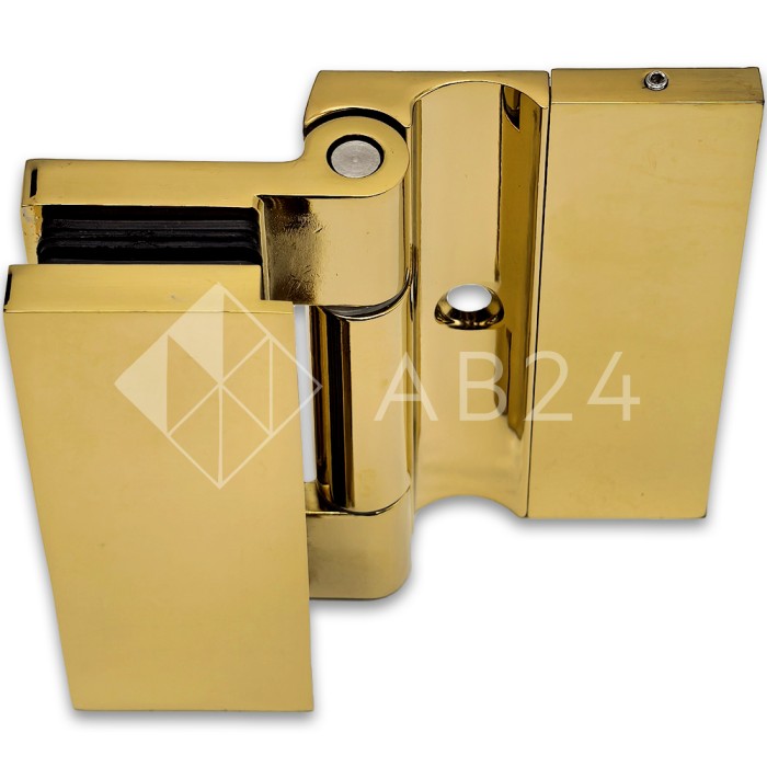 Петля Гера FDP-120 стена-стекло, открывание 90°, цинк/золото