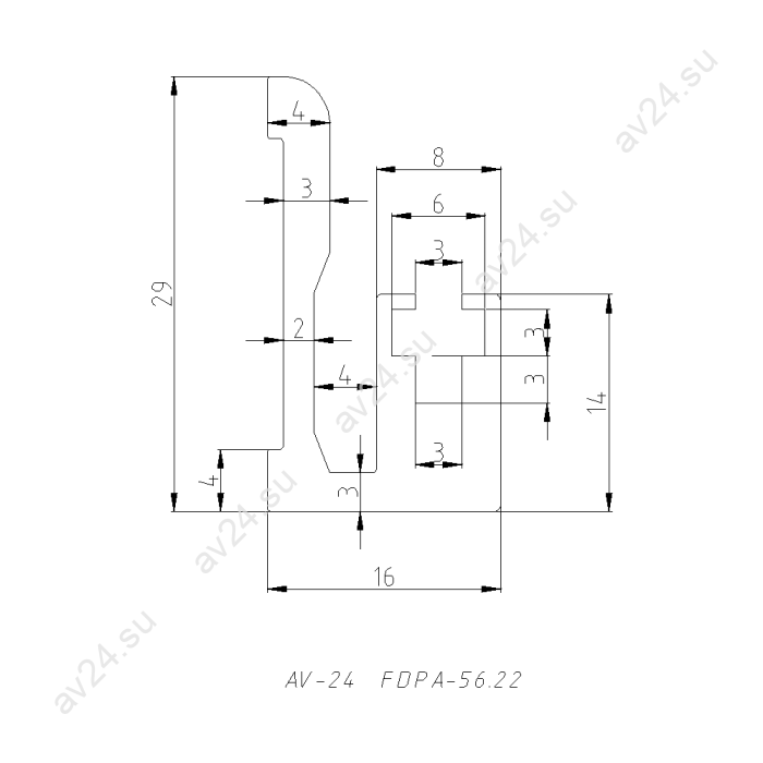 Профиль FDPA-56.25 для крепления уплотнителя к стене 8 мм, 2,5 м, алюминий/золото