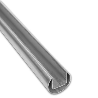 Поручень FOP-220 круглый Ø42.4 мм с пазом 24х24 длина 6 м, нержавейка/матовый