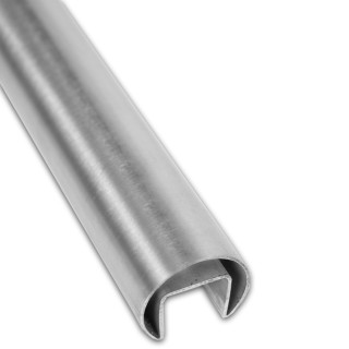 Поручень FOP-220 круглый Ø42.4 мм с пазом 24х24 длина 6 м, нержавейка/матовый