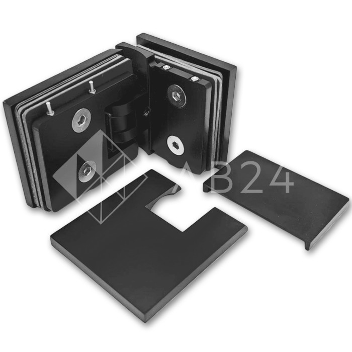 Петля Аврора FDP-184 стекло-стекло 90° с крышками, латунь/черный