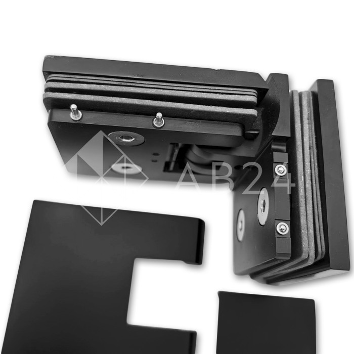 Петля Аврора FDP-184 стекло-стекло 90° с крышками, латунь/черный