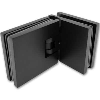 Петля Аврора FDP-184 стекло-стекло 90° с крышками, латунь/черный