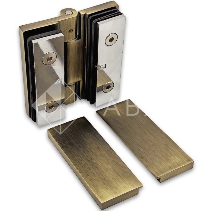 Петля Гера FDP-121 стекло-стекло 180°, цинк/бронза