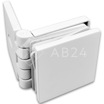 Коннектор для стекла Пегас FDK-100, 45х45 мм стена-стекло 0°-180°, латунь/белый