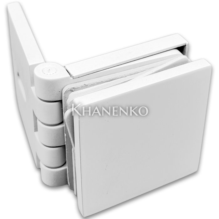 Коннектор для стекла Пегас FDK-100, 45х45 мм стена-стекло 0°-180°, латунь/белый