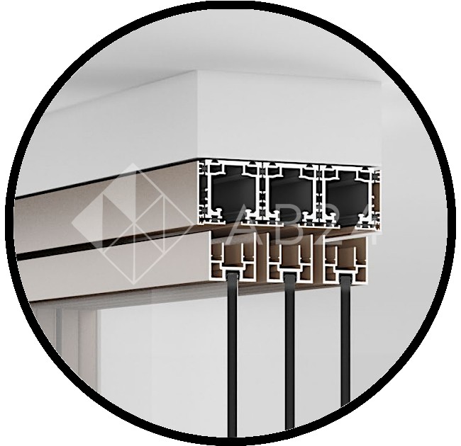 Комплект раздвижной системы DSK-190.2.2 AL/BL на 2 двери (2+0) открытое крепление в проем, алюминий/черный