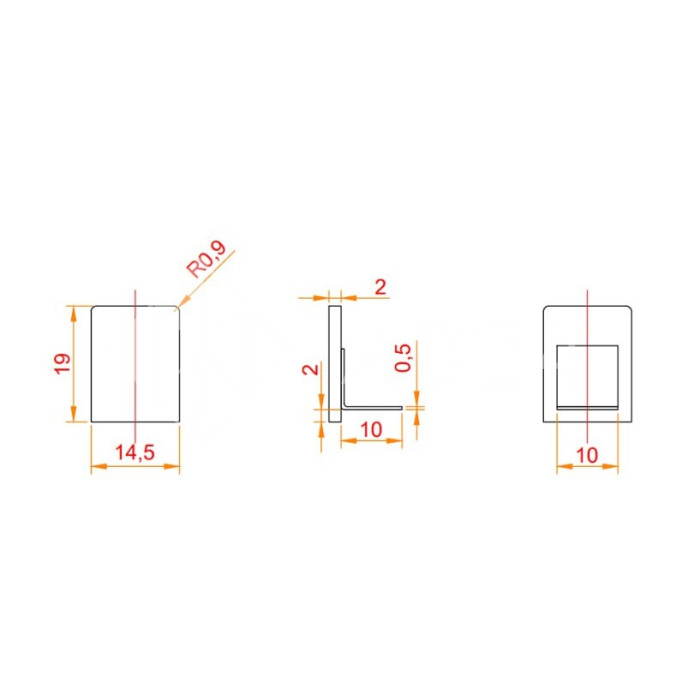 Заглушка торцевая FDPA-601 для опорного профиля 19х15х2, нержавейка/полированный