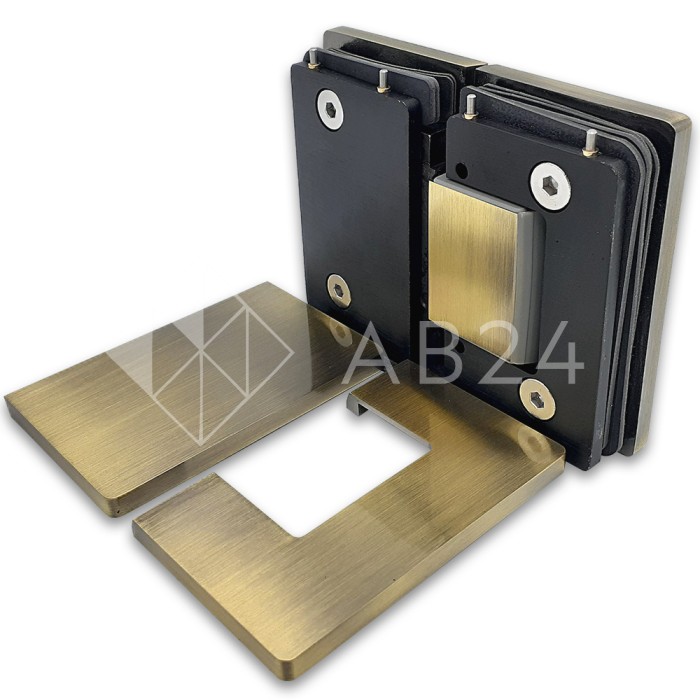 Петля Афина FDP-132 стекло-стекло 180°, латунь/бронза