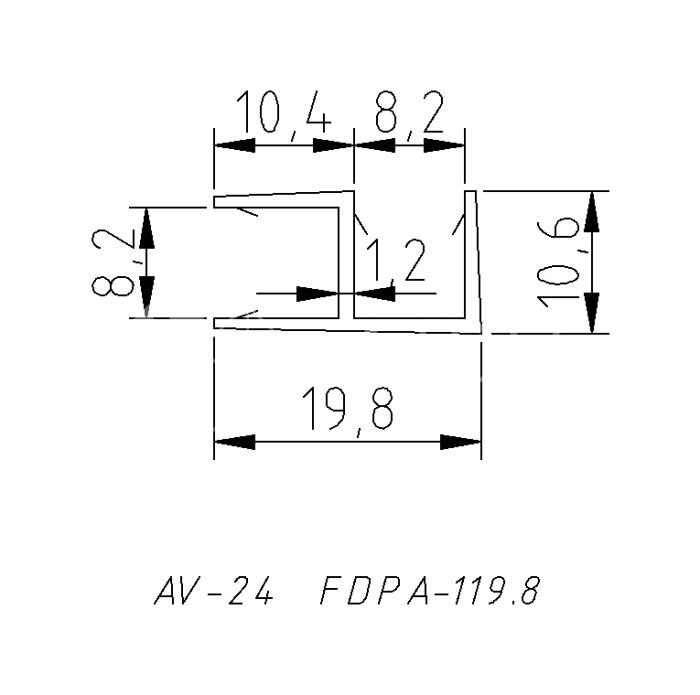 Уплотнитель угловой 90° черный 2.5 м под стекло 8 мм FDPP-119.8