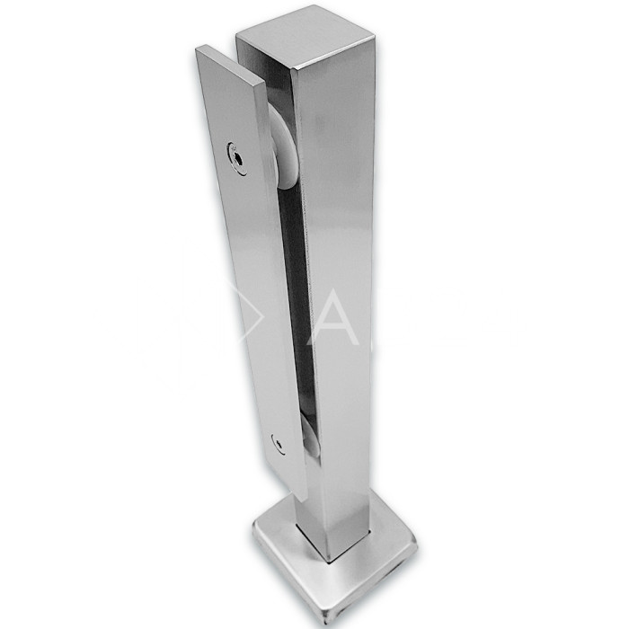 Стойка FOS-07-DEF с дефектом для стекла напольная 78х400 мм со сверлением, нержавейка/матовый