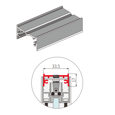Крышка FMPA-24.2 верхнего/нижнего профиля для неподвижного стекла для системы Диона FDS-19, длина 2м, алюминий/коричневый