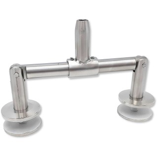 Двойное крепление тяги FN-93 к стеклу М10, рутель, нержавейка/матовый