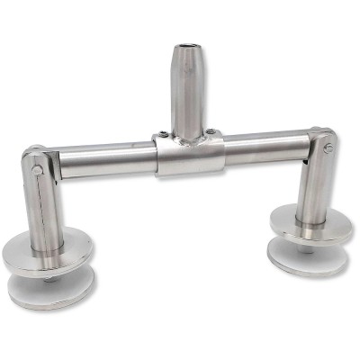 Двойное крепление тяги FN-93 к стеклу М10, рутель, нержавейка/матовый