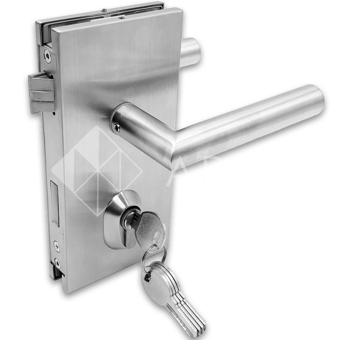 Замок FMZ-34 для межкомнатной двери из стекла ключ/защелка, нержавейка/матовый