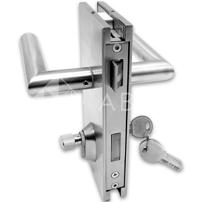 Замок FMZ-34 для межкомнатной двери из стекла ключ/защелка, нержавейка/матовый