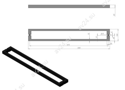 Ручка полотенцесушитель FDR-712, 15x15x670 мм, нержавейка/брашированное золото