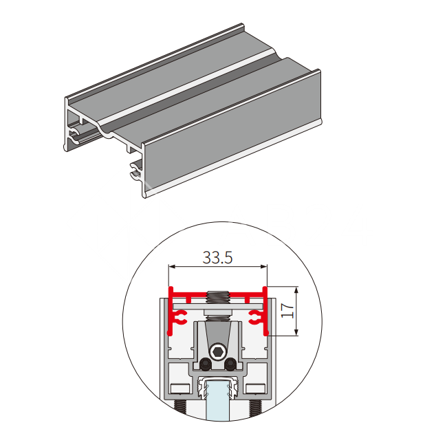 Крышка FMPA-24.4 верхнего/нижнего профиля для неподвижного стекла (FDS-19), длина 4м, алюминий/коричневый