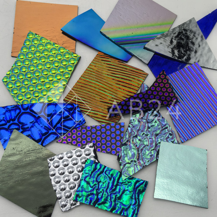 Дихроичное стекло для фьюзинга Wissmach Dichroic 96 COE черная подложка, набор 226 г