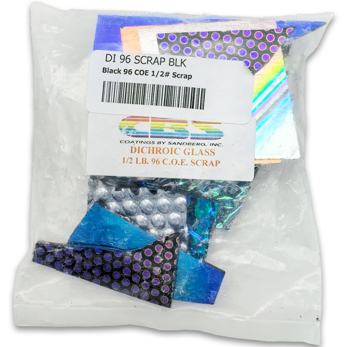 Дихроичное стекло для фьюзинга Wissmach Dichroic 96 COE черная подложка, набор 226 г