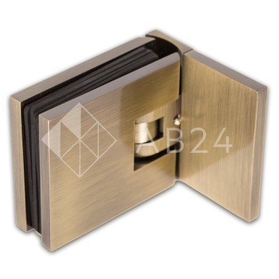 Петля Аврора FDP-180 стена-стекло 90° с крышками, латунь/бронза