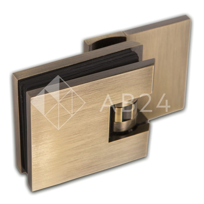 Петля Аврора FDP-180 стена-стекло 90° с крышками, латунь/бронза