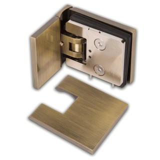 Петля Аврора FDP-180 стена-стекло 90° с крышками, латунь/бронза