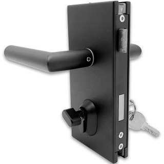 Замок FMZ-34 для межкомнатной двери из стекла ключ/защелка, нержавейка/черный