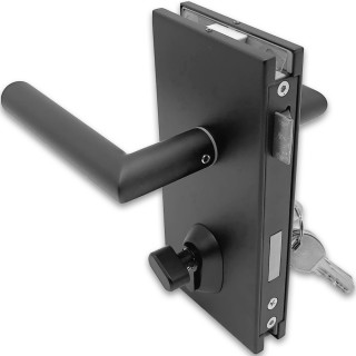 Замок FMZ-34 для межкомнатной двери из стекла ключ/защелка, нержавейка/черный