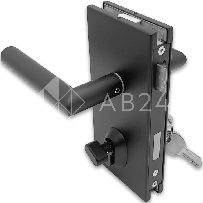 Замок FMZ-34 для межкомнатной двери из стекла ключ/защелка, нержавейка/черный