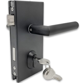 Замок FMZ-34 для межкомнатной двери из стекла ключ/защелка, нержавейка/черный