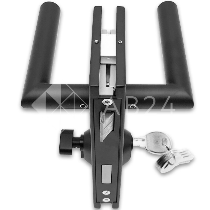 Замок FMZ-34 для межкомнатной двери из стекла ключ/защелка, нержавейка/черный