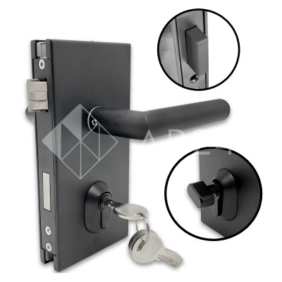 Замок FMZ-34 для межкомнатной двери из стекла ключ/защелка, нержавейка/черный