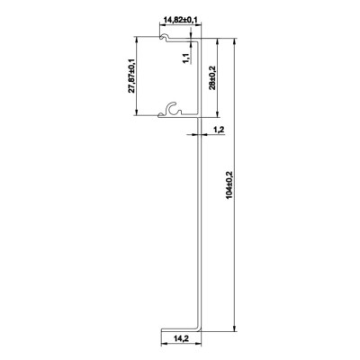 Крышка трека FDS-152.4 раздвижной системы FDS-15/FDS-20.21/FDS-20.31 длина 4 м, алюминий/анодированный