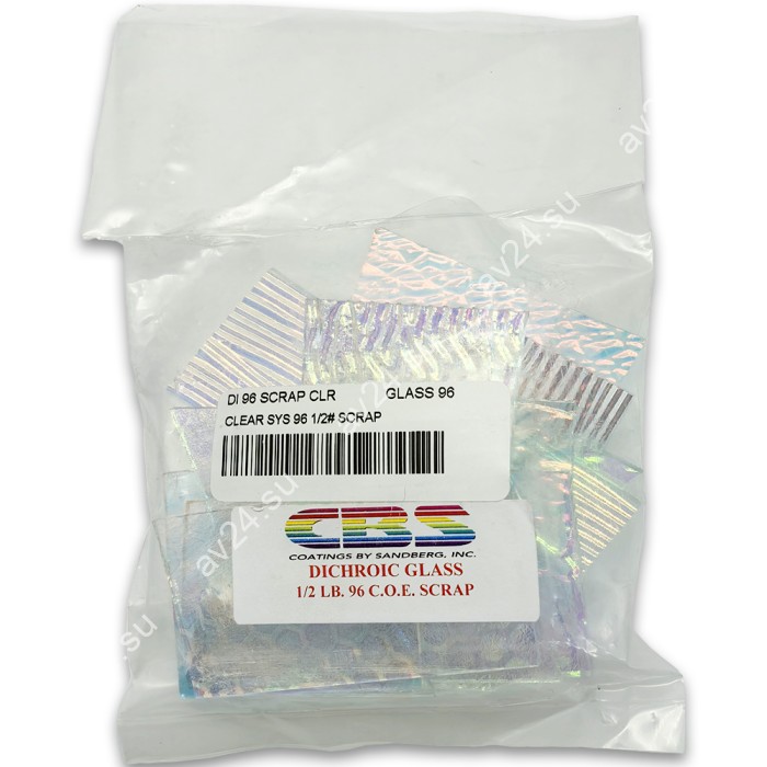 Дихроичное стекло для фьюзинга Wissmach Dichroic 96 COE прозрачная подложка, набор 226 г