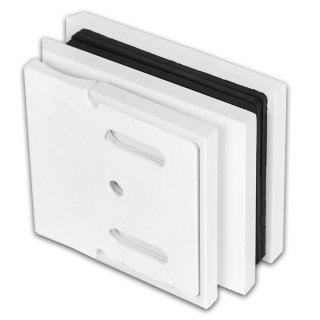 Петля Аврора FDP-180 стена-стекло 90° с крышками, латунь/белый