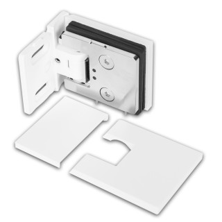 Петля Аврора FDP-180 стена-стекло 90° с крышками, латунь/белый