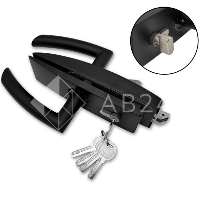 Замок FMZ-35 для межкомнатной двери из стекла, с притвором ключ/защелка, алюминий/черный