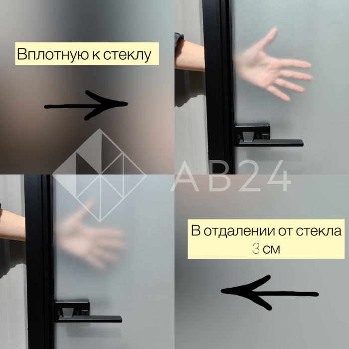 Дверь алюминиевая межкомнатная 700х2000 левая открывание внутрь, стекло матовое FMD-7L-1 AL/Bl-Sn Черная