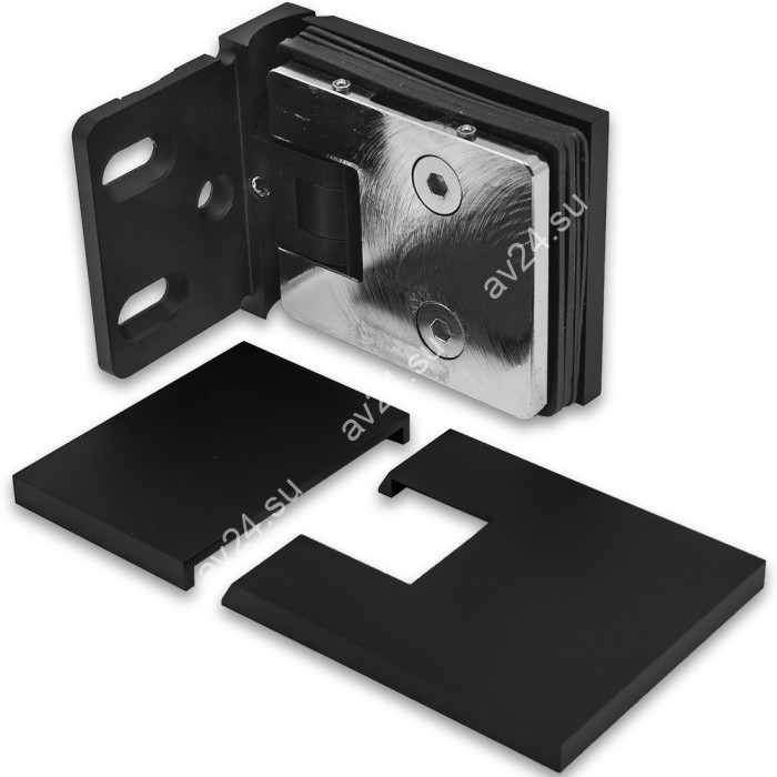 Петля Афродита FDP-230 стена-стекло 90° с крышками, латунь/черный