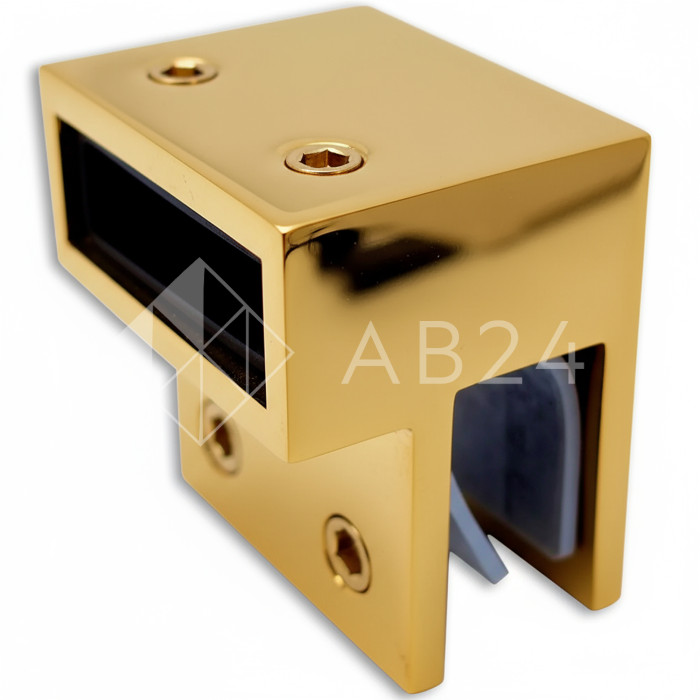 Держатель стекла FDC-33 торцевой 30х10 горизонтальны, нержавейка/золото